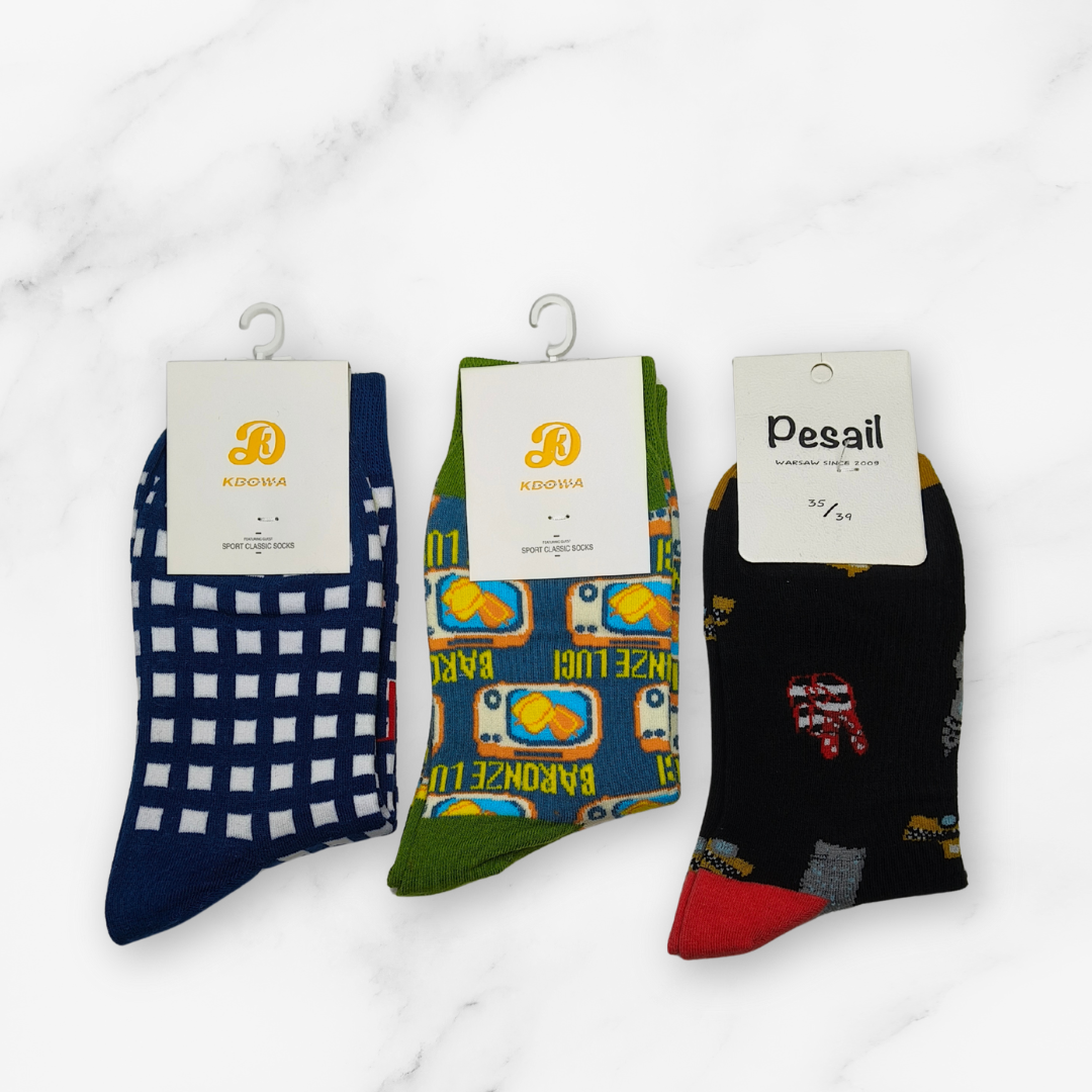 [10097] - 3 Pairs Women’s High-Cotton High-Cut Crew Socks – Breathable Dots/Stripes & Everyday Comfort _16