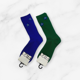 [10091] - 2 Pairs Women’s High-Cotton High-Cut Crew Socks – Breathable Stripes/Graphic Motifs 
