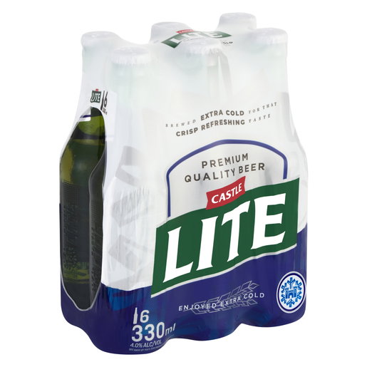 Castle Lite Premium Lager Beer 6 x 330ml._0