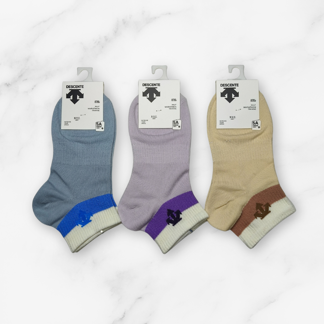 [10074] - 3 Pairs Women’s Cotton-Stretch Low-Cut Ankle Socks – Breathable Stripes/Plain & Everyday Comfort _8
