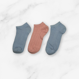 [10055] - 3 Pairs Women’s Cotton Blend Low-Cut Ankle Socks – Soft, Breathable & Everyday Comfort 