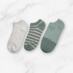 [10053] - 3 Pairs Women’s Cotton Blend Low-Cut Ankle Socks – Breathable, Trendy & Everyday Comfort 
