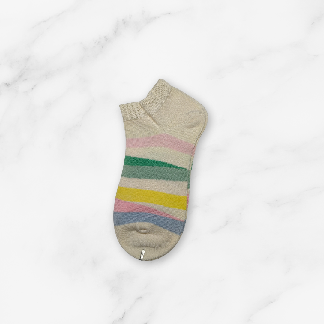 [10192] - 2 Pairs Women’s High-Cotton Low-Cut Ankle Socks – Breathable Shapes/Stripes & Trendy Graphics _5