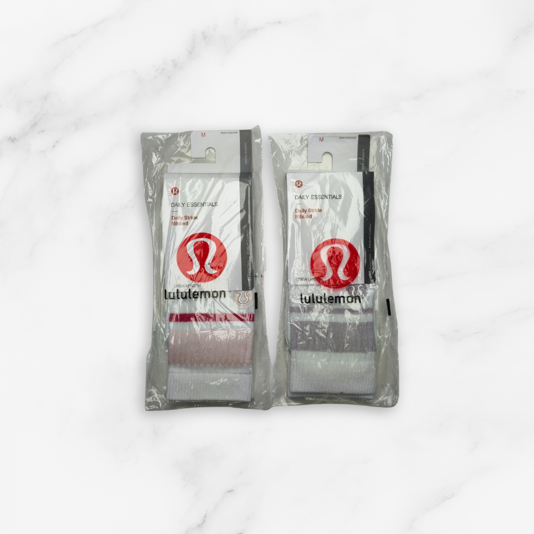 [10189] - 3 Pairs Lululemon Women’s Cotton Blend Crew Socks – Breathable, Sweat-Absorbing & Minimal _8