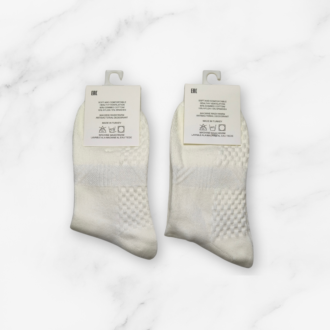 [10186] - 2 Pairs Unisex’s Cotton Crew Socks – Antibacterial, Cushioned & Breathable _2