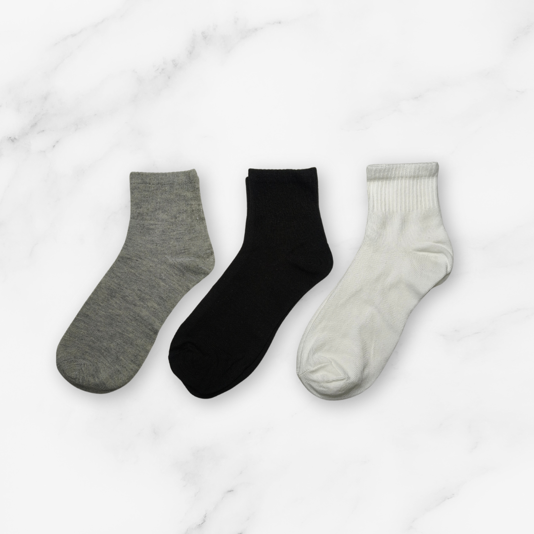[10179] - 3 Pairs Men’s Cotton Blend Crew Socks – Breathable, Sweat-Absorbing & Minimal _1