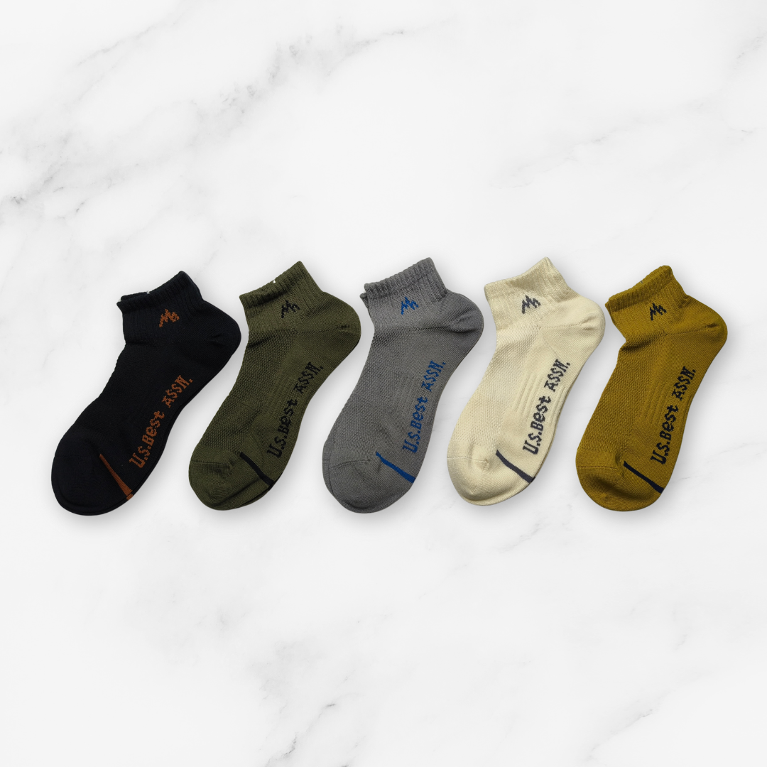 [10173] - 5 Pairs Men’s Cotton Blend Low-Cut Ankle Socks – Breathable, Sweat-Absorbing & Minimal _1