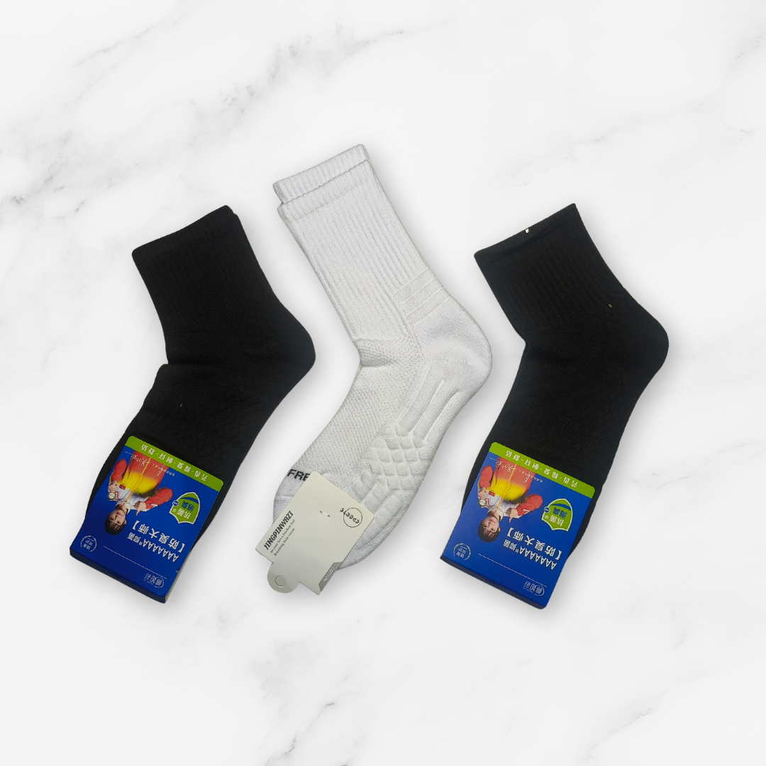 [10172] - 3 Pairs Men’s Cotton Blend High-Cut Crew Socks – Odor-Resistant, Breathable & Sweat-Absorbing _2