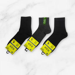 [10167] - 3 Pairs Men’s Cotton Crew Socks – Breathable, Sweat-Absorbing & Minimal 