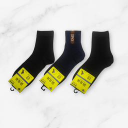 [10167] - 3 Pairs Men’s Cotton Crew Socks – Breathable, Sweat-Absorbing & Minimal 