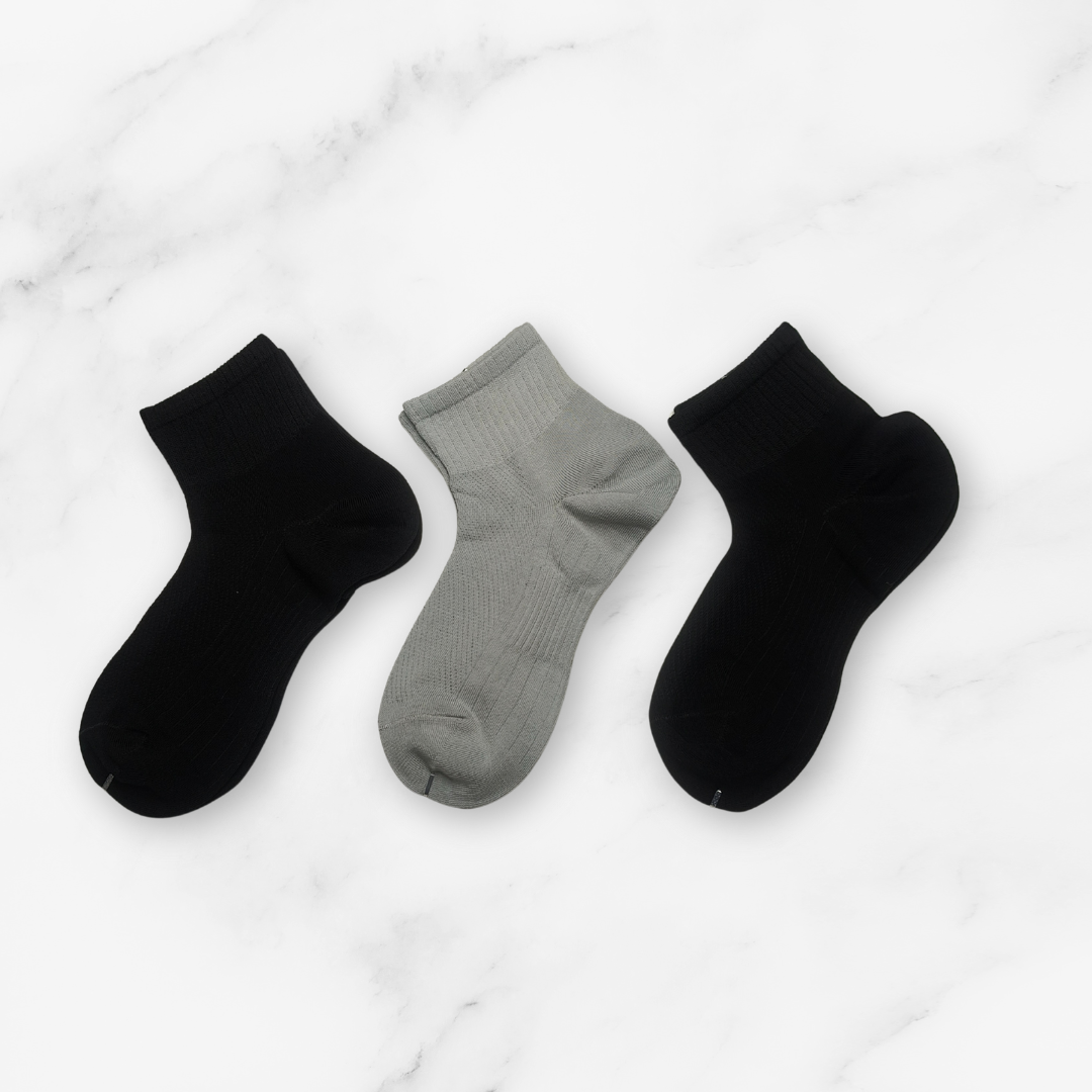 [10163] - 3 Pairs Men’s Cotton Blend Crew Socks – Breathable, Sweat-Absorbing & Minimal _5