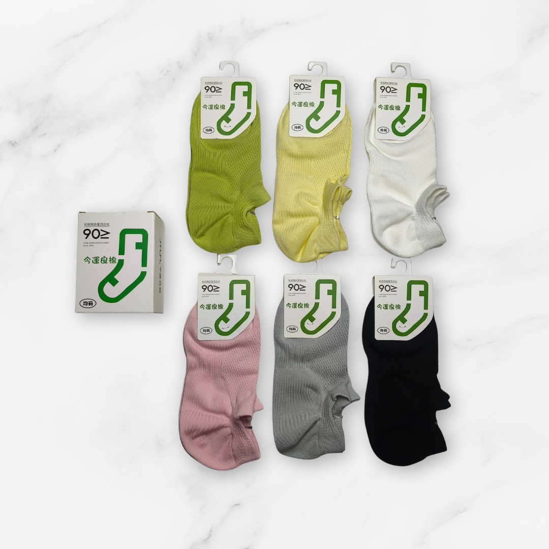 [10159] - 6 Pairs Women’s High-Cotton Low-Cut Ankle Socks – Breathable, Sweat-Absorbing & Minimal _1