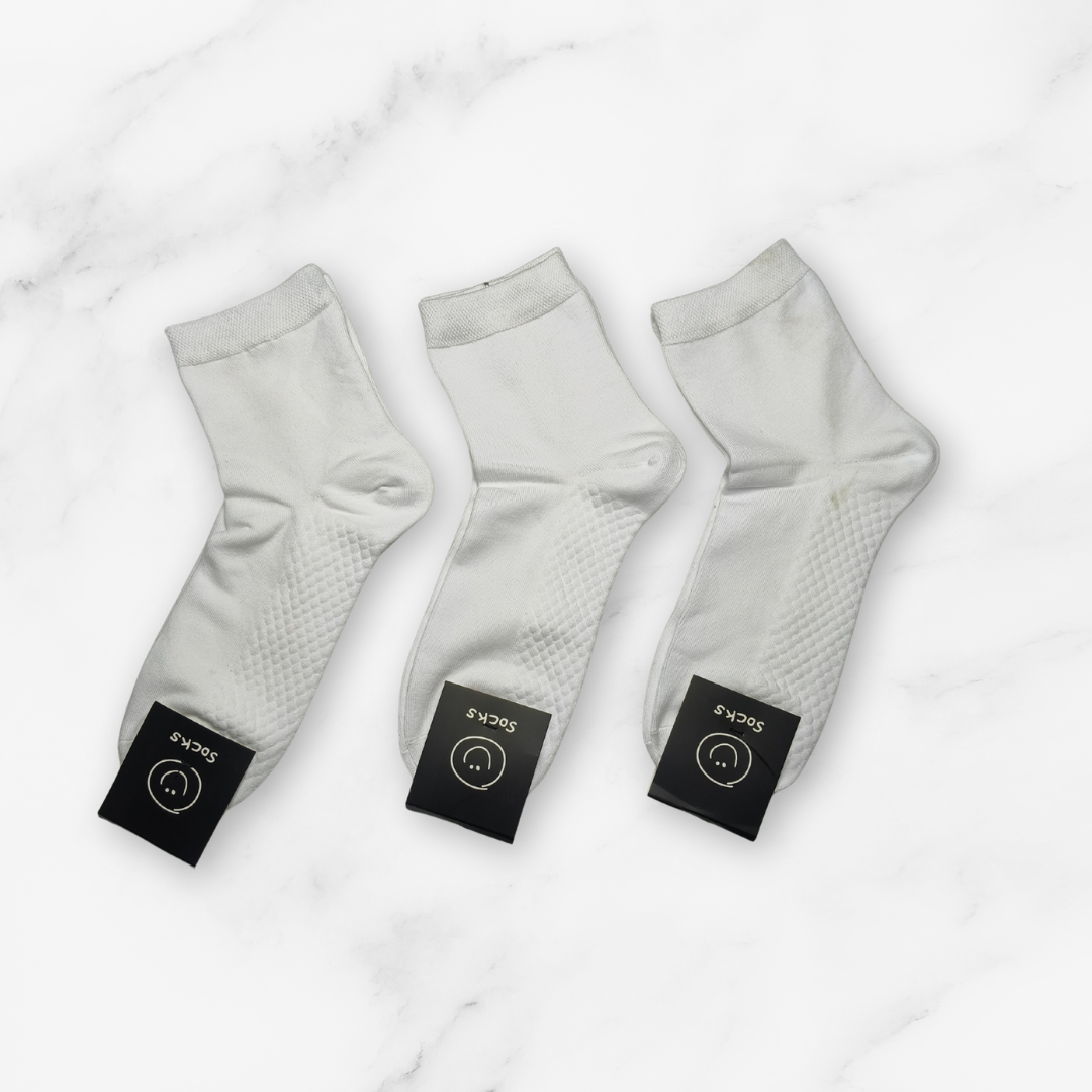 [10154] - 3 Pairs Men’s Cotton Blend Crew Socks – Odor-Resistant, Breathable & Minimal _2