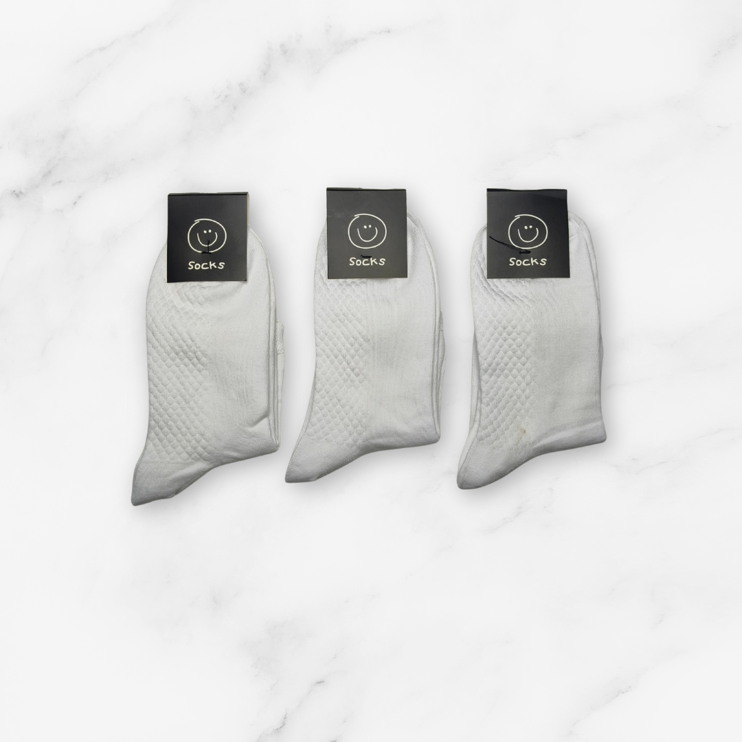 [10154] - 3 Pairs Men’s Cotton Blend Crew Socks – Odor-Resistant, Breathable & Minimal _1