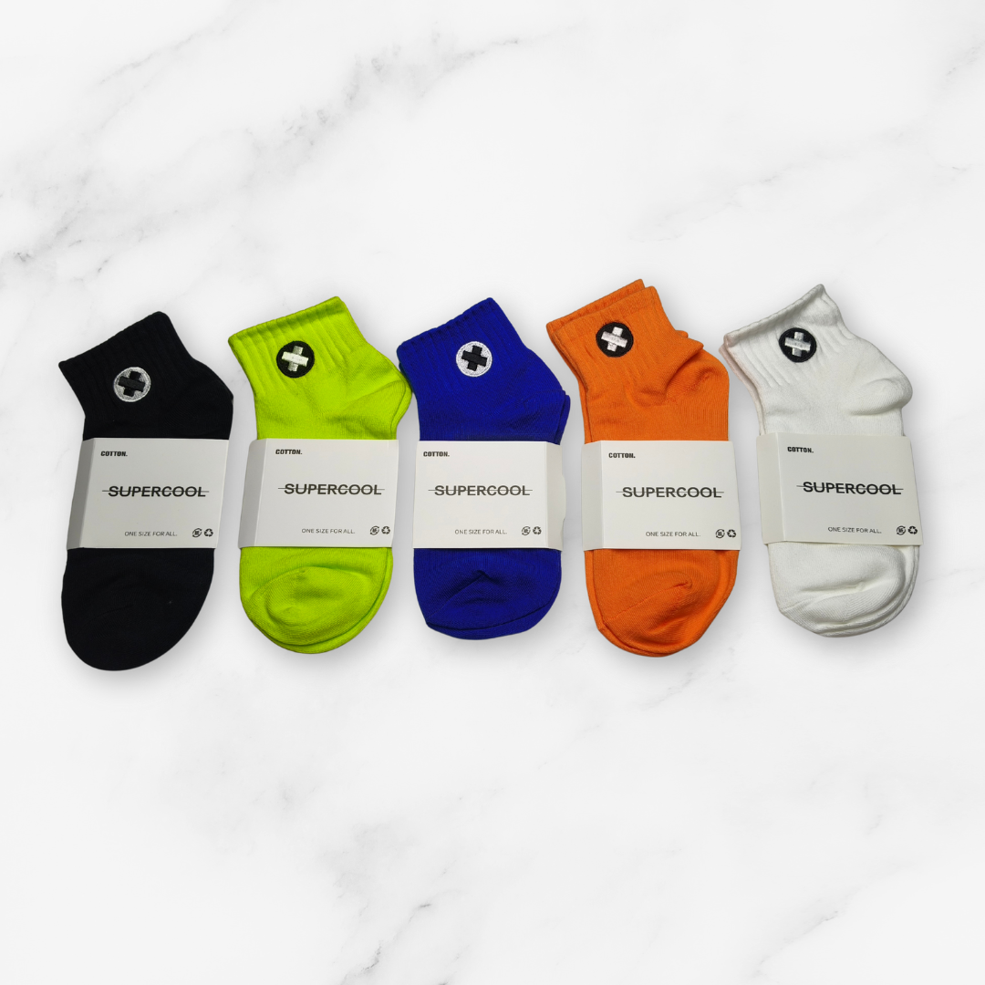 [10150] - 2 or 3 Pairs Unisex Cotton Blend Crew Socks – Breathable Alphabet/Shape Motifs _1