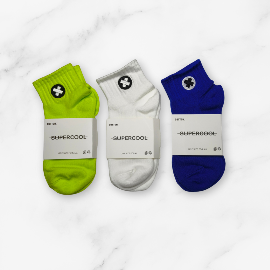 [10150] - 2 or 3 Pairs Unisex Cotton Blend Crew Socks – Breathable Alphabet/Shape Motifs _3