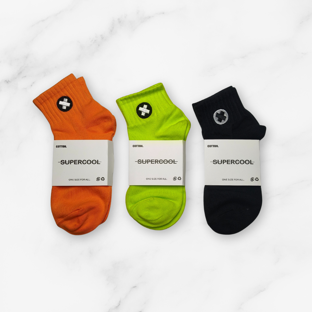 [10150] - 2 or 3 Pairs Unisex Cotton Blend Crew Socks – Breathable Alphabet/Shape Motifs _6