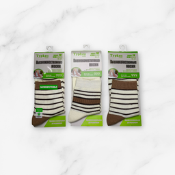 [10148] - 3 Pairs Men’s High-Cotton High-Cut Crew Socks – Breathable Stripes/Plain & Comfort 