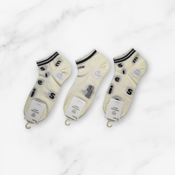 [10145B] - 3 Pairs Women’s High-Cotton Low-Cut Ankle Socks – Breathable Stripes/Plain & Comfort