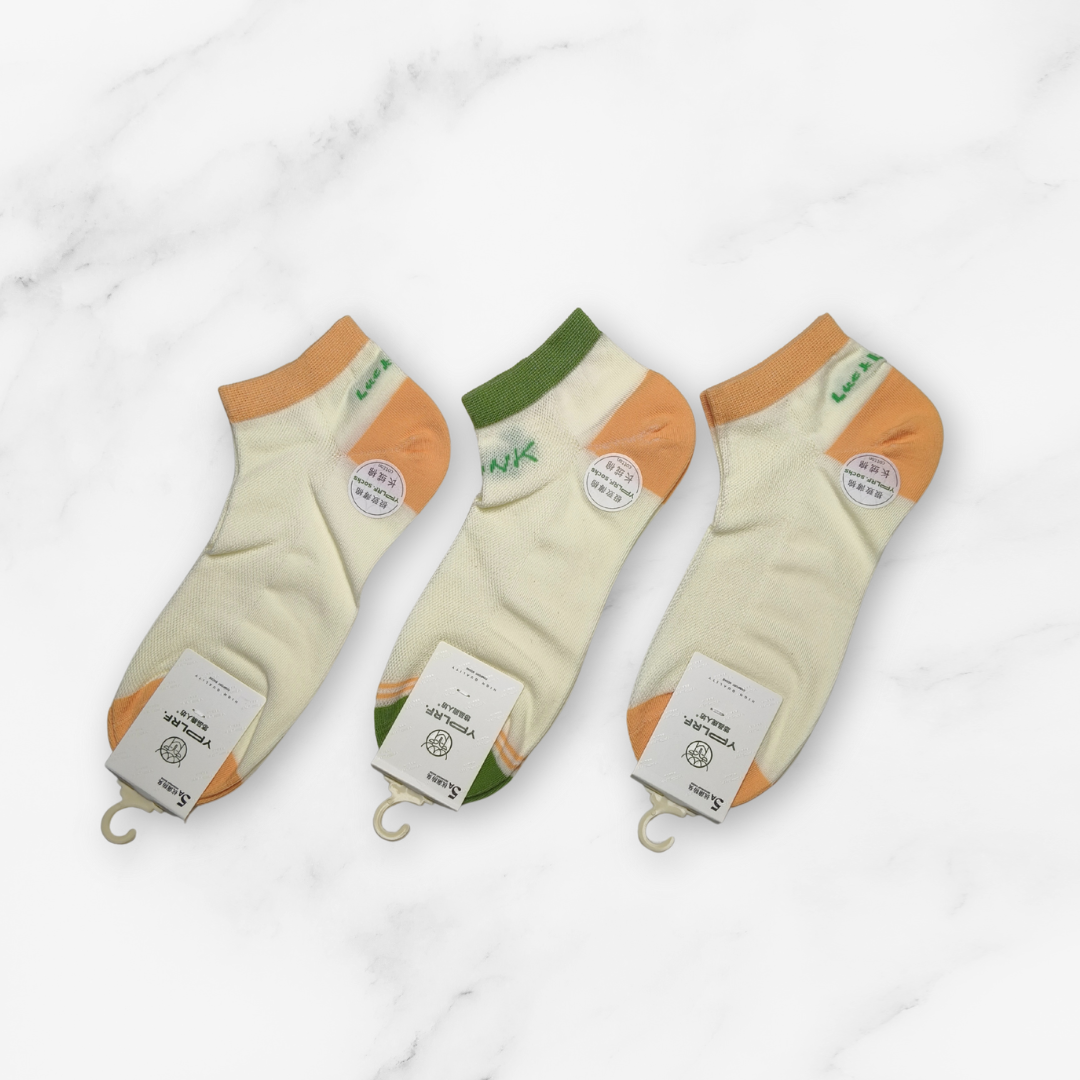 [10142B] - 5 Pairs Women’s High-Cotton Low-Cut Ankle Socks – Breathable Stripes/Shapes & Comfort_3
