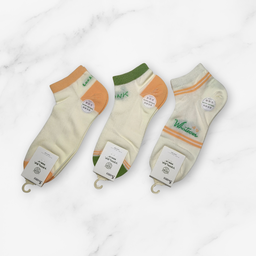 [10142B] - 5 Pairs Women’s High-Cotton Low-Cut Ankle Socks – Breathable Stripes/Shapes & Comfort