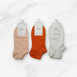 [10136] - 3 Pairs Unisex Cotton Low-Cut Ankle Socks – Soft, Breathable & Minimal 