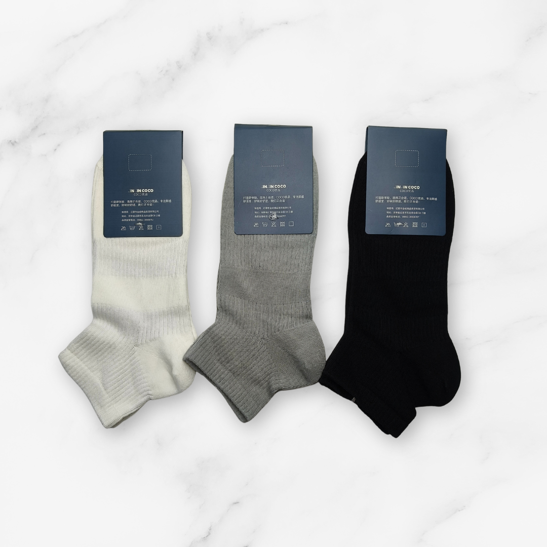 [10134] - 3 Pairs Men’s Cotton Blend Low-Cut Ankle Socks – Odor-Resistant, Breathable & Minimal _2