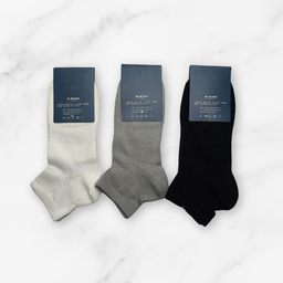 [10134] - 3 Pairs Men’s Cotton Blend Low-Cut Ankle Socks – Odor-Resistant, Breathable & Minimal 