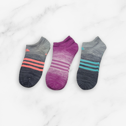 [10133] - 3 Pairs Women’s Cotton Blend Low-Cut Ankle Socks – Breathable Stripes/Plain & Comfort 