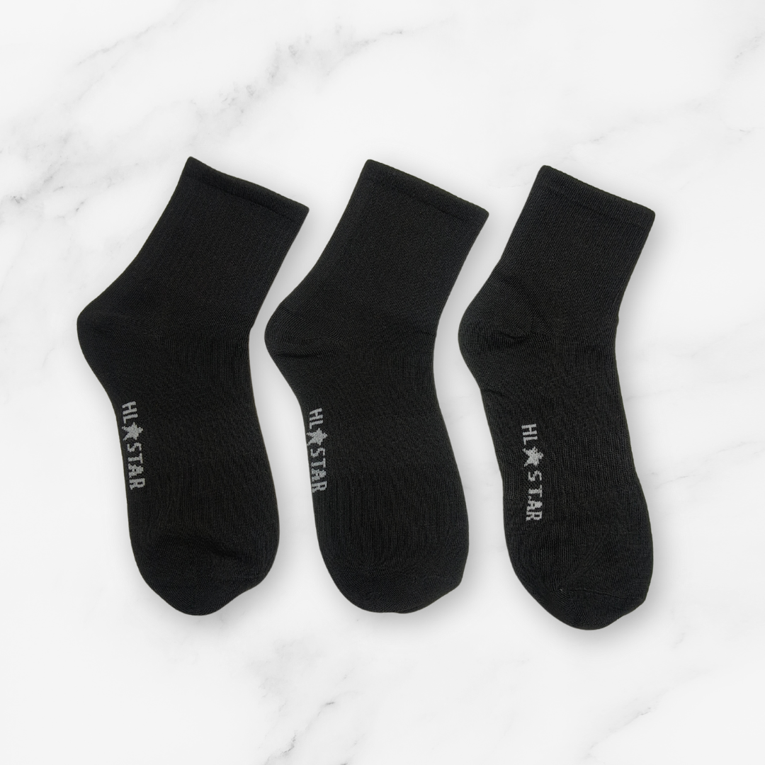 [10132] - 3 Pairs Women’s Cotton Blend High-Cut Crew Socks – Soft, Breathable & Minimal _1
