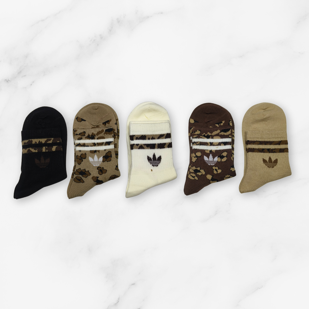 [10130] - 3 Pairs Women’s Cotton High-Cut Crew Socks – Breathable Stripes/Plain & Comfort _1