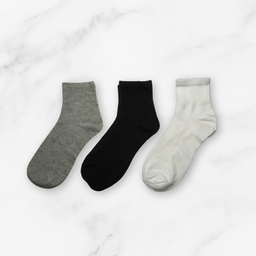 [10179] - 3 Pairs Men’s Cotton Blend Crew Socks – Breathable, Sweat-Absorbing & Minimal 
