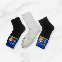 [10172] - 3 Pairs Men’s Cotton Blend High-Cut Crew Socks – Odor-Resistant, Breathable & Sweat-Absorbing 