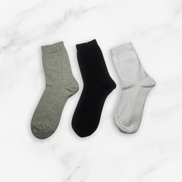 [10165] - 3 Pairs Men’s Cotton Blend High-Cut Crew Socks – Breathable, Cushioned & Sweat-Absorbing 
