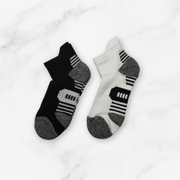 [10153] - 2 Pairs Men’s Cotton Blend Low-Cut Ankle Socks – Breathable, Cushioned & Sweat-Absorbing 