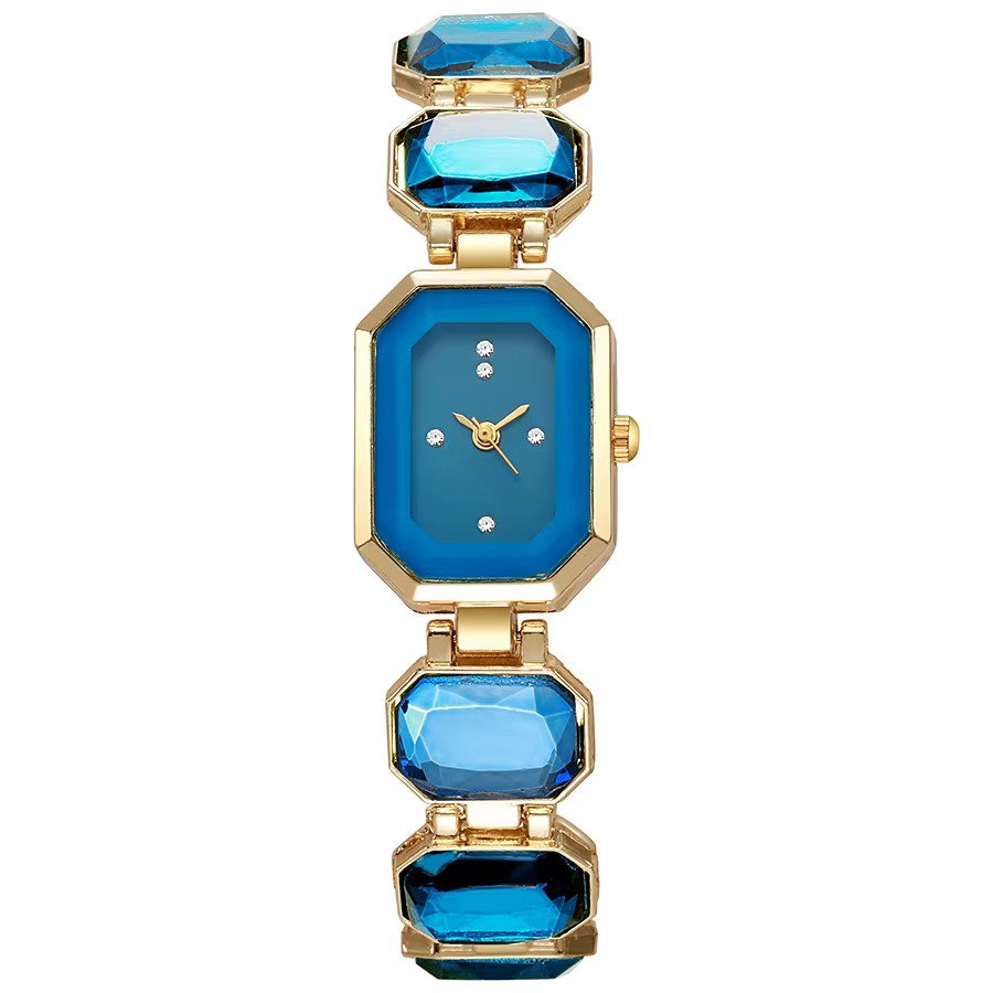 Montre Élégance Azura – Bracelet doré et cadran bleu royal_0