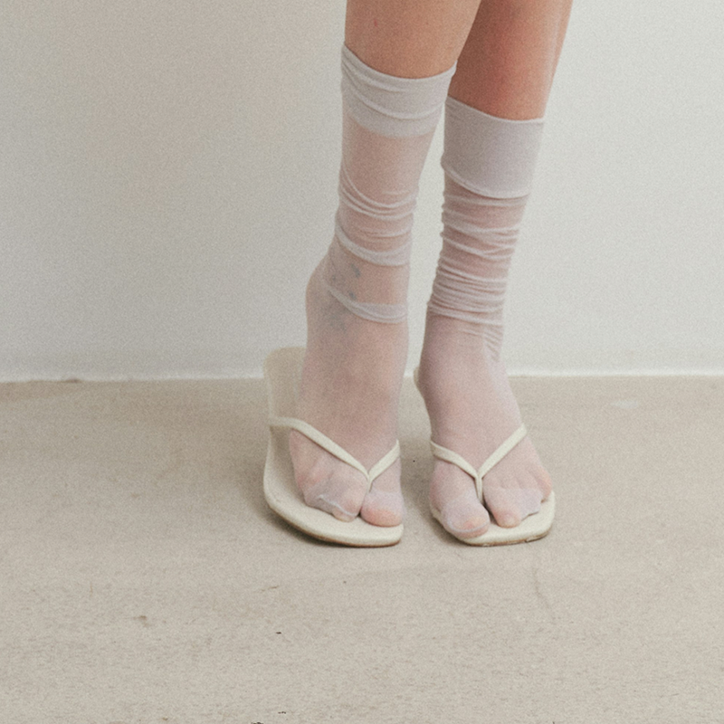Whisper-Net Ruched Knee Socks