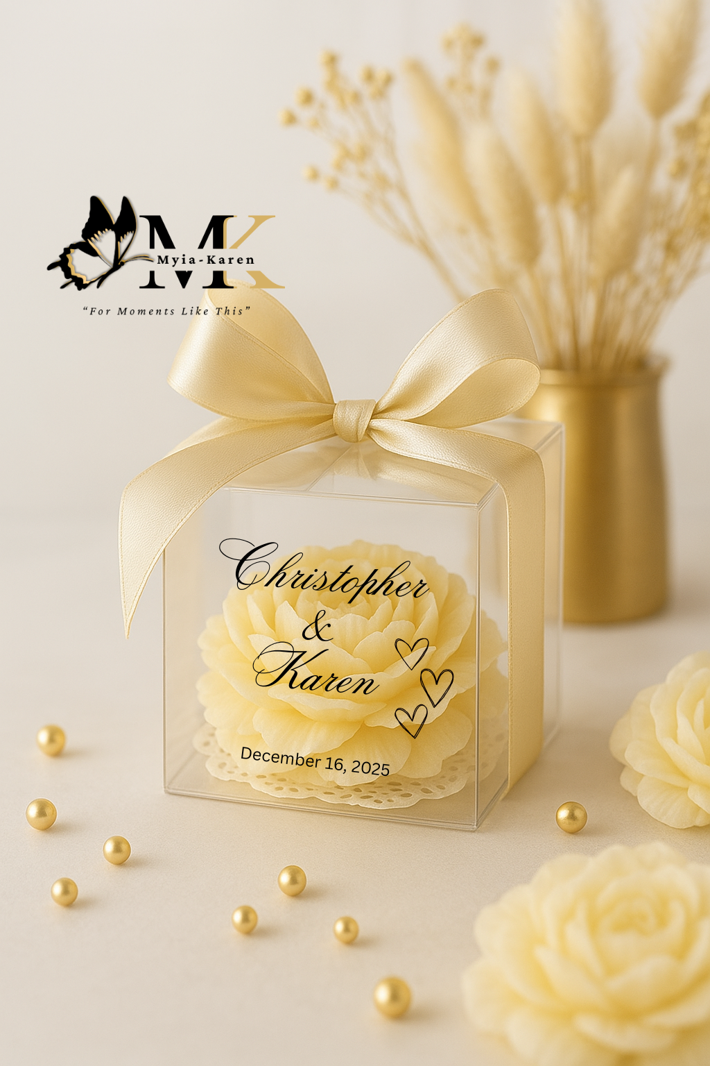 Peony Candle Wedding Favours