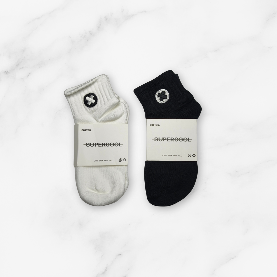 [10150] - 2 or 3 Pairs Unisex Cotton Blend Crew Socks – Breathable Alphabet/Shape Motifs _11