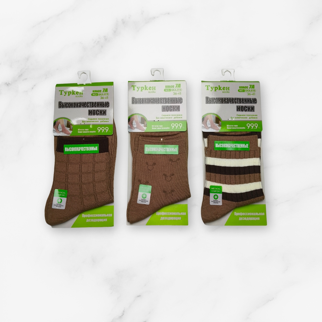 [10147] - 3 Pairs Unisex's High-Cotton High-Cut Crew Socks – Breathable Stripes/Plain & Comfort _6