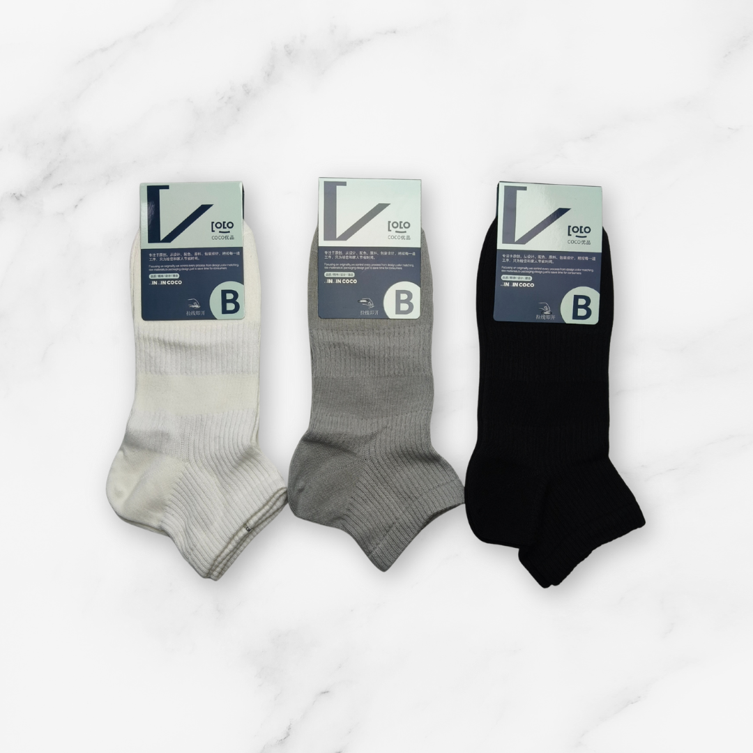 [10134] - 3 Pairs Men’s Cotton Blend Low-Cut Ankle Socks – Odor-Resistant, Breathable & Minimal _3