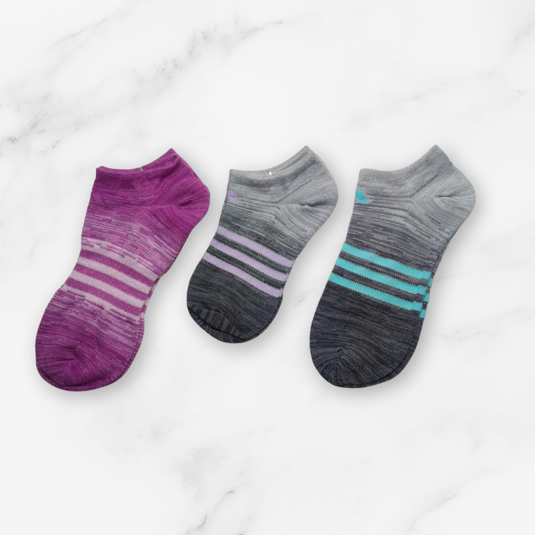 [10133] - 3 Pairs Women’s Cotton Blend Low-Cut Ankle Socks – Breathable Stripes/Plain & Comfort _7