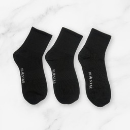 [10132B] - 3 Pairs Women’s Cotton Blend High-Cut Crew Socks – Soft, Breathable & Minimal