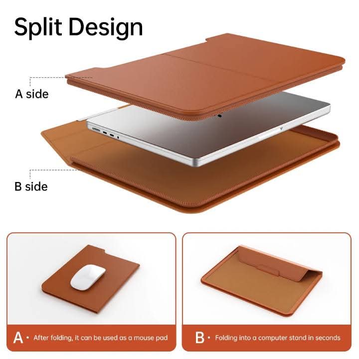 💻M2 Sac en cuir Protège PC Support 3 en 1  taille 13" 14" 15" 16"17" pouces ✅ Design professionnel et épuré ✅ Surface antidérapante + tapis de souris intégré _3