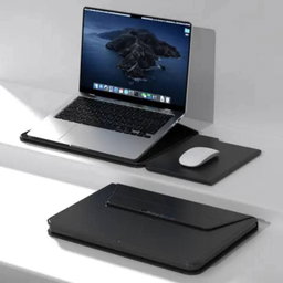 💻M2 Sac en cuir Protège PC Support 3 en 1  taille 13" 14" 15" 16"17" pouces ✅ Design professionnel et épuré ✅ Surface antidérapante + tapis de souris intégré 