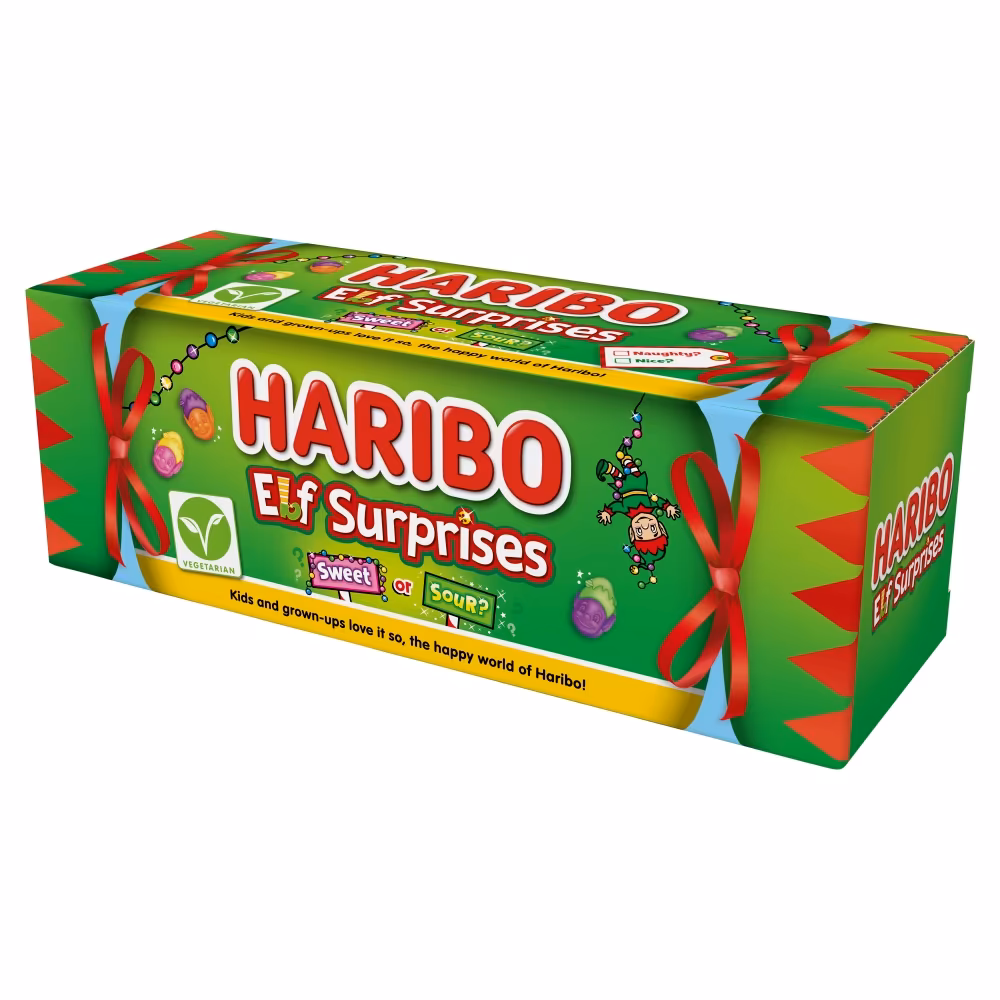 Haribo Elf Surprises Sweet & Sour Fruit Flavour Chewy Sweets Gift Tube 120g_0