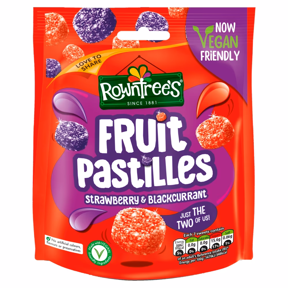 Rowntree's Fruit Pastilles Strawberry & Blackcurrant Sharing Pouch 143g