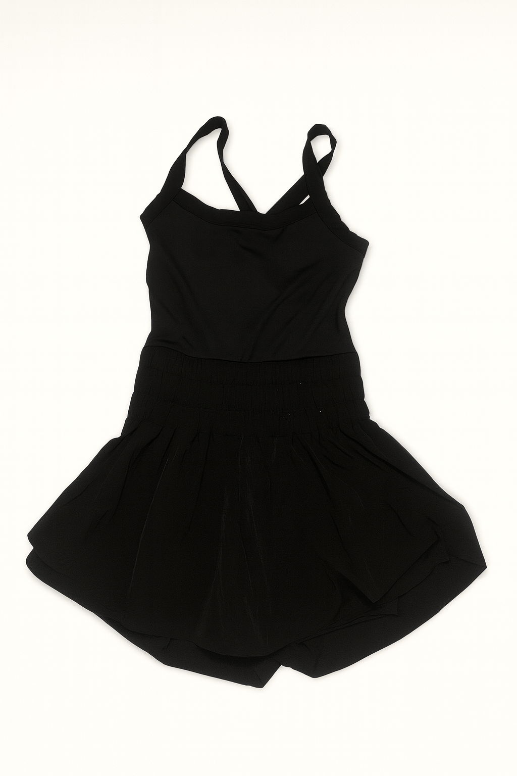 Enterizo corto negro con tirantes cruzados - Size S_0