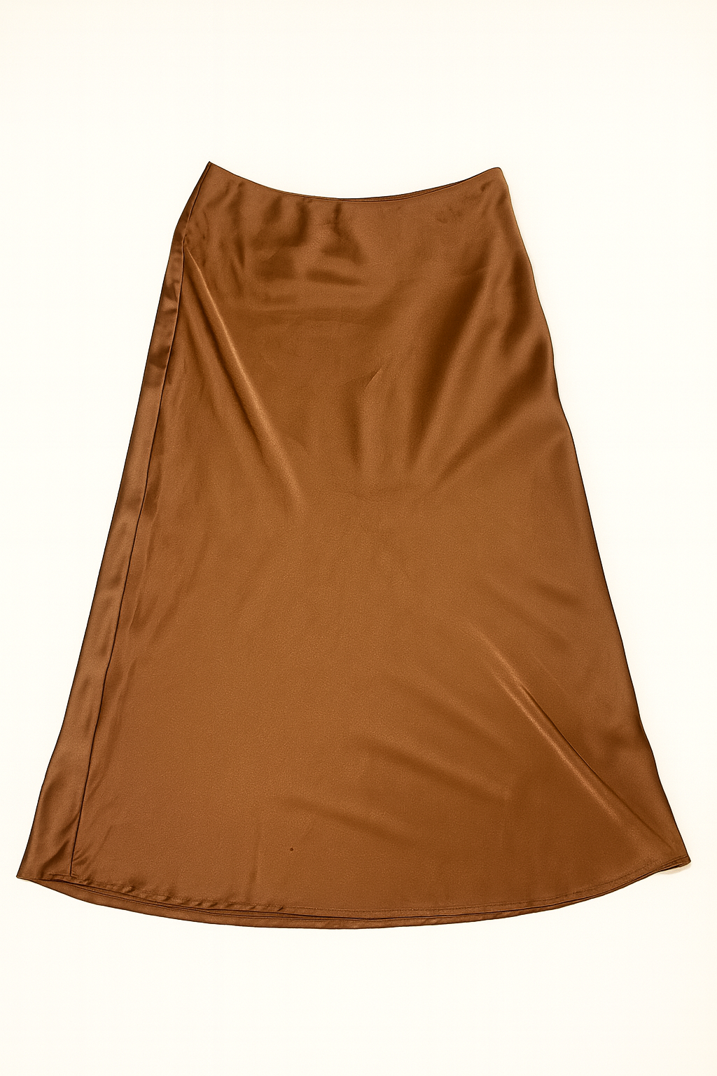 Falda midi satinada color caramelo - Size XS