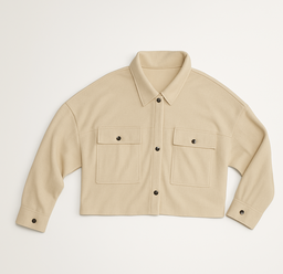Chaqueta corta color crema con bolsillos frontales - Size XL